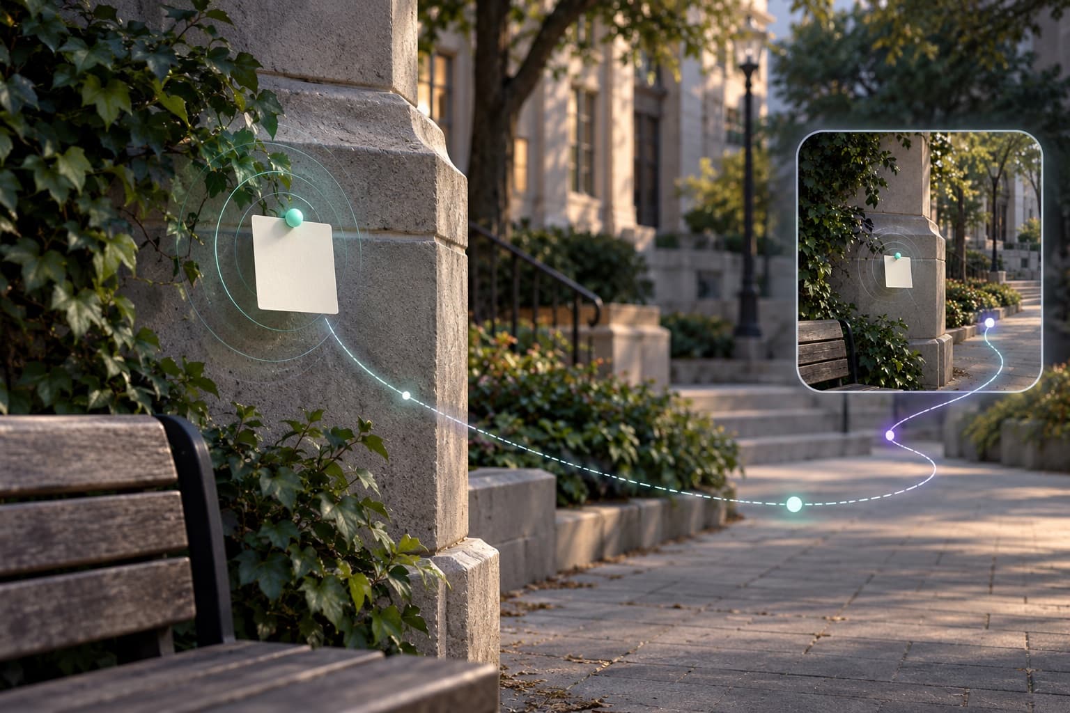 AR notes positioned in a physical environment for Insight